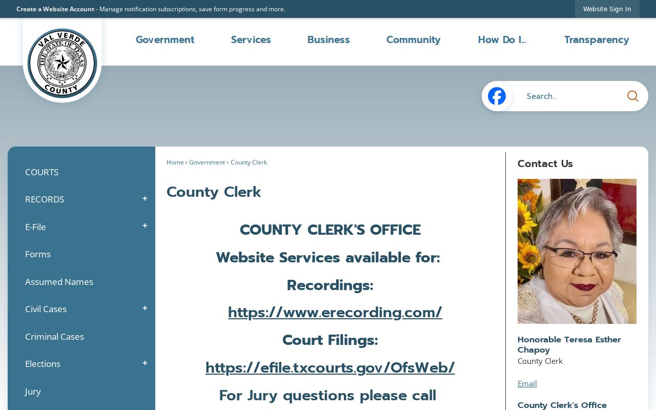 Val Verde County Clerk misdemeanor criminal court case records