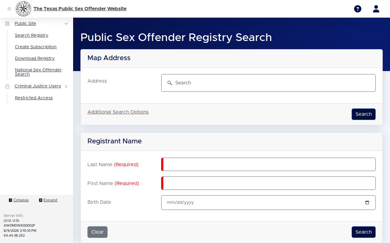 Texas registry map and search for Val Verde County sex offenders